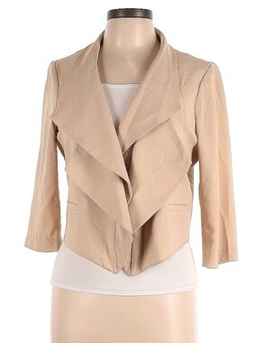 Under Skies Beige Draped Open-Front Women's Blazer
